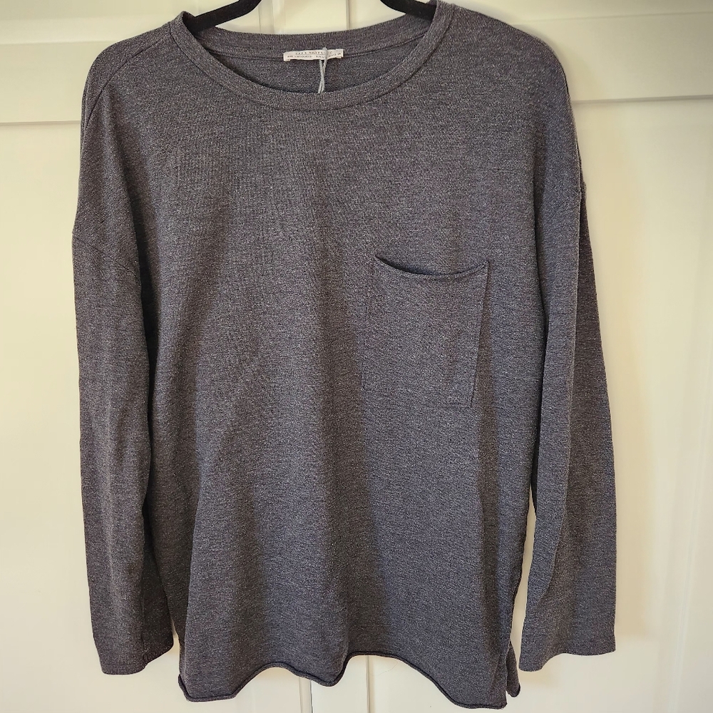 ZARA Gray basic sweater long sleeves t shirt Size M